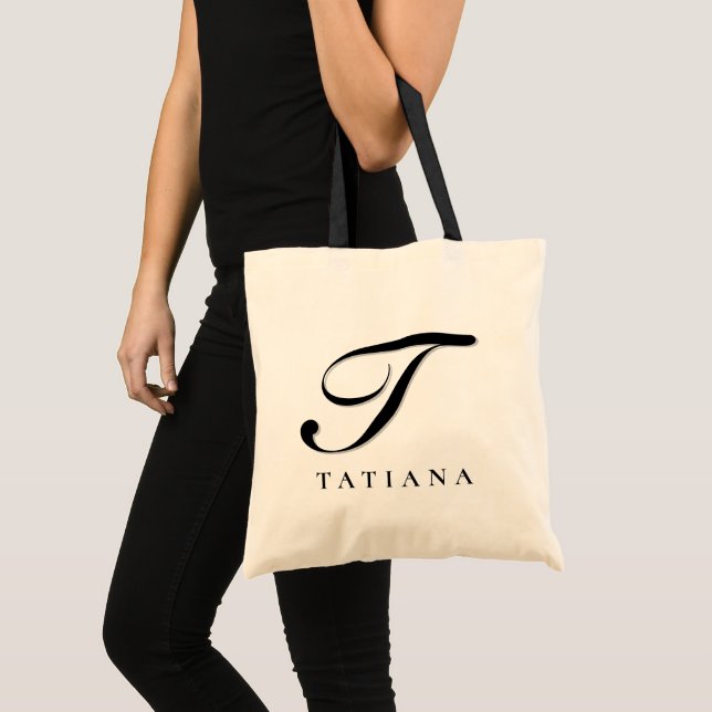 Elegant monogram name initial personalised tote bag (Front (Product))