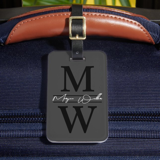 Elegant Monogram Name Luggage Tag (Front Insitu 2)