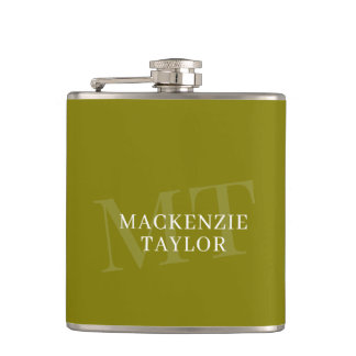 Elegant Monogram Name Personalized Text Hip Flask