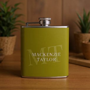 Elegant Monogram Name Personalized Text  Hip Flask