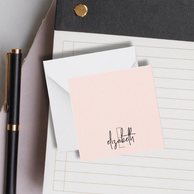 Elegant Monogram Name Pink Gold Script Card (Creator Uploaded)