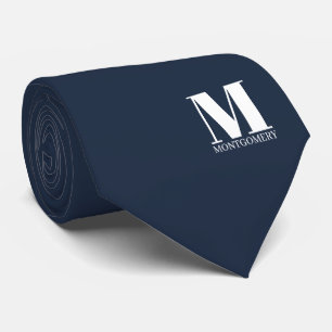 Elegant Monogram + Name Wedding Tie
