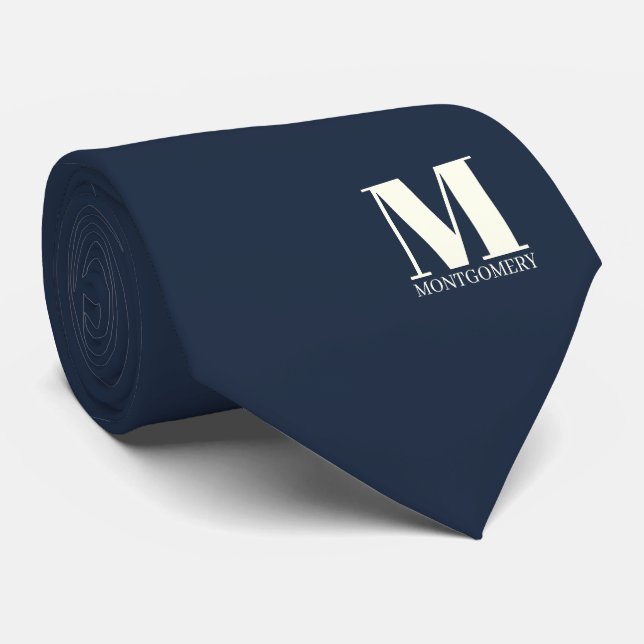Elegant Monogram + Name Wedding Tie (Rolled)