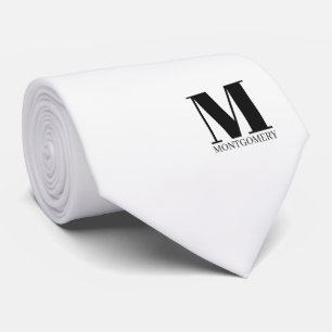 Elegant Monogram + Name Wedding Tie