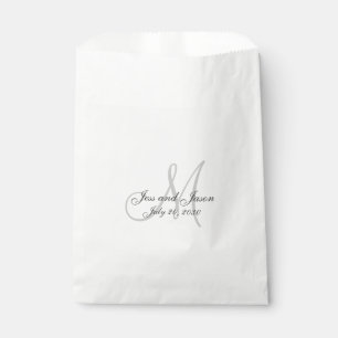 Elegant Monogram Names Thank You Wedding Favour Bags
