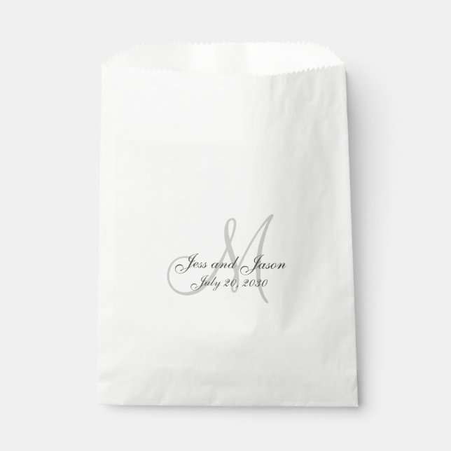 Elegant Monogram Names Thank You Wedding Favour Bags (Front)