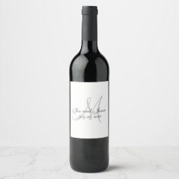Elegant Monogram Names Thank You Wedding Wine Label