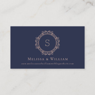Elegant Monogram Navy Wedding Website Enclosure Card