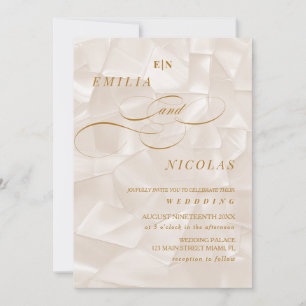Elegant Monogram Neutral Abstract Wedding Invitation