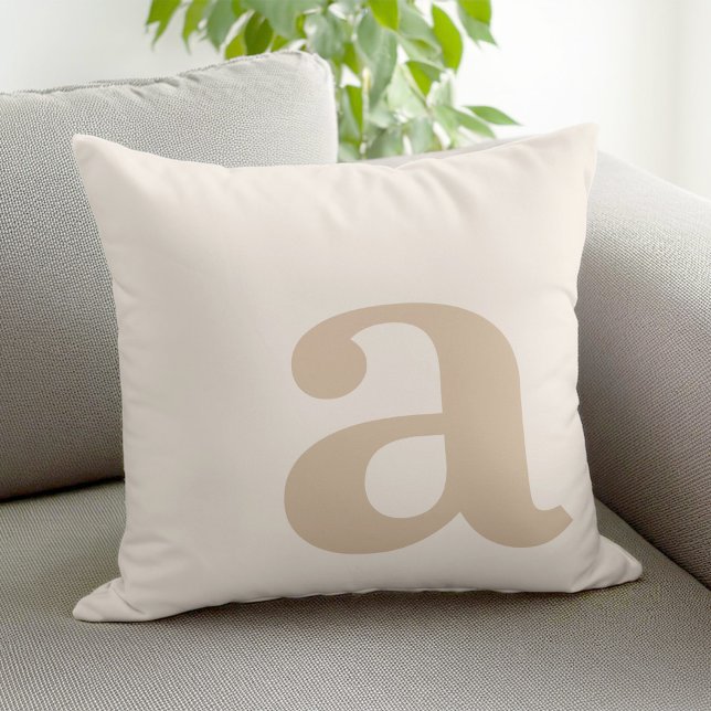 Elegant Monogram Neutral Beige Letter Initial Cushion (Creator Uploaded)