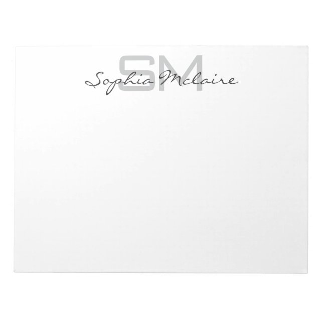 Elegant Monogram Notepad with Personalized Script  (Front)