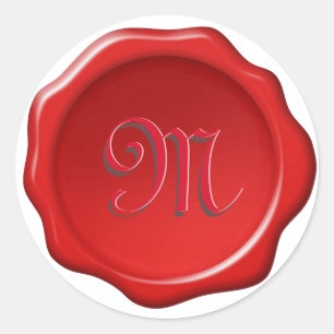 Elegant Monogram on Red Wax Seal Image Sticker