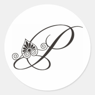 Elegant Monogram P In Black and White Classic Round Sticker