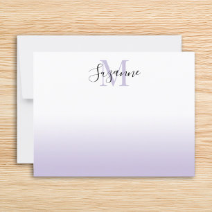 Elegant Monogram Pale Purple Ombre Card