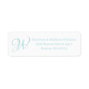 Elegant Monogram pastel light blue custom Address