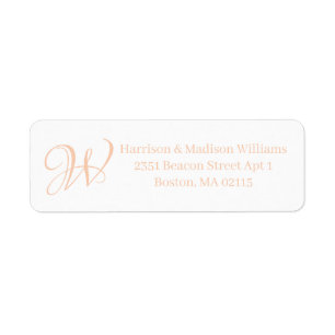 Elegant Monogram peach white custom address