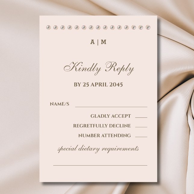Elegant Monogram Pearl Wedding RSVP Card  (Creator Uploaded)
