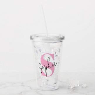 Elegant Monogram Personalised Acrylic Tumbler