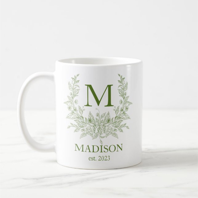 Elegant Monogram Personalised Coffee Mug (Left)