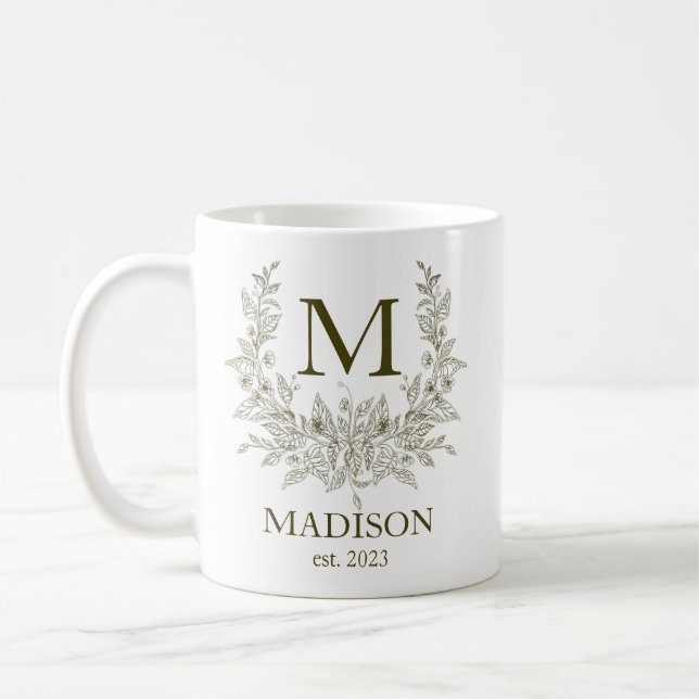 Elegant Monogram Personalised Coffee Mug (Left)