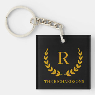 Elegant Monogram Personalised Name Family Photo Key Ring