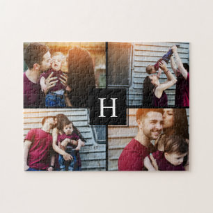 Elegant Monogram Photo Collage Jigsaw Puzzle
