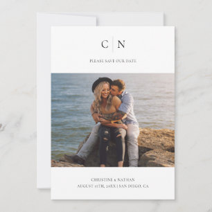 Elegant Monogram Photo QR Code Save The Date