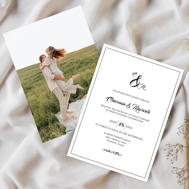 Elegant Monogram Photo Wedding Invitation (Creator Uploaded)
