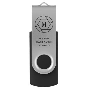 Elegant Monogram Photographer Logo USB Flash Drive