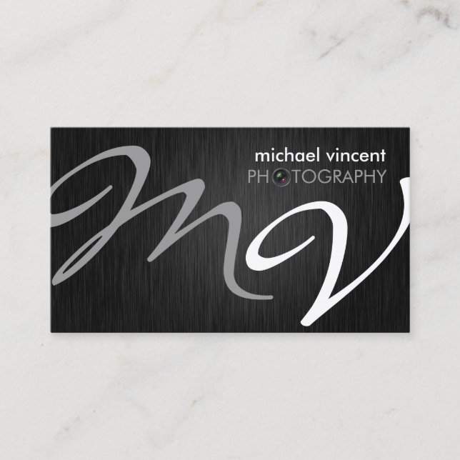 Elegant Monogram Photography Business Card (Front)