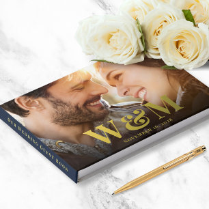 Elegant Monogram Photos Wedding Guest Book