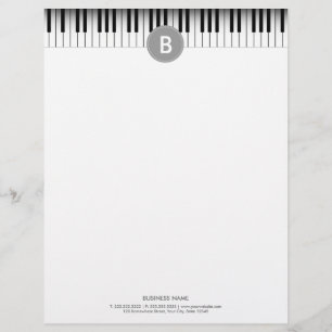 Elegant Monogram Piano Keys Letterhead