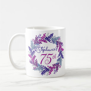 Elegant Monogram Pink and Purple 75th Birthday Coffee Mug