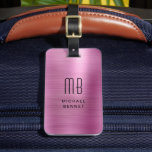 Elegant Monogram Pink Faux Metallic Luggage Tag<br><div class="desc">Elegant Monogram Pink Faux Metallic Luggage Tag.</div>