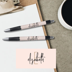 Elegant Monogram Pink Gold Script