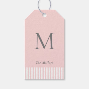 Elegant Monogram Pink & Grey Gift Tags
