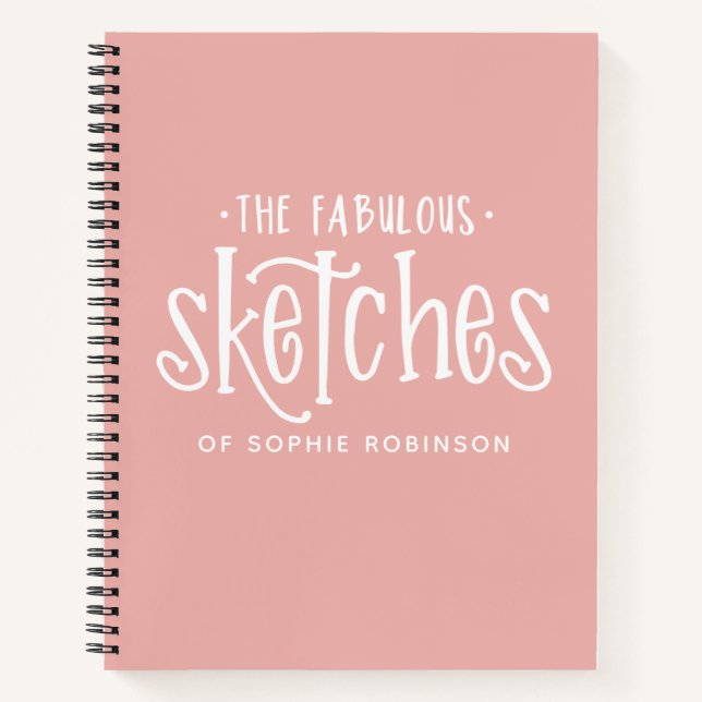 Elegant Monogram Pink Sketch book Notebook (Front)
