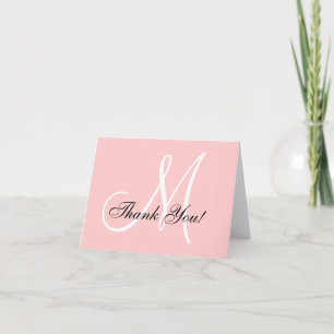 Elegant Monogram Pink Thank You Card