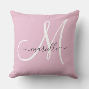 Elegant Monogram Pink Throw Pillow