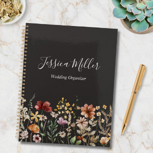 Elegant Monogram Pretty Watercolor Wildflower Planner