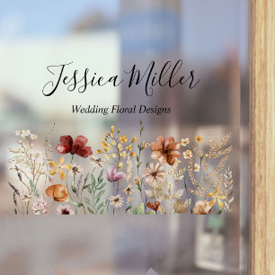 Elegant Monogram Pretty Watercolor Wildflower Window Cling