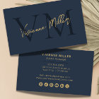 Elegant Monogram Professional Navy Blue Gold