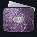 Elegant Monogram Purple Glitter and Silver Laptop Sleeve<br><div class="desc">Electronic Cover ready for you to personalise. ✔Note: Not all template areas need changed. 📌If you need further customisation, please click the "Click to Customise further" or "Customise or Edit Design" button and use our design tool to resize, rotate, change text colour, add text and so much more. ⭐This Product...</div>