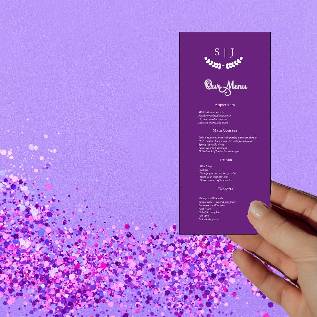 Elegant Monogram Purple Jewel Tone Dinner Menu (Creator Uploaded)