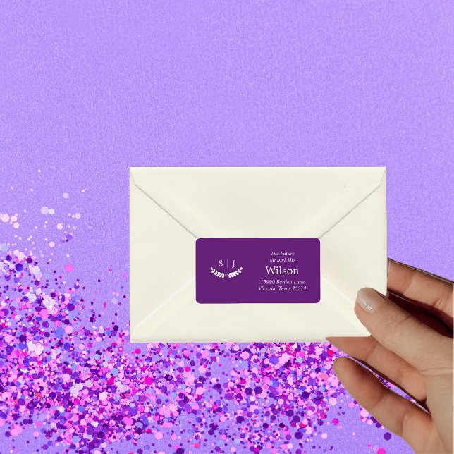 Elegant Monogram Purple Jewel Tone Return Address Label (Creator Uploaded)