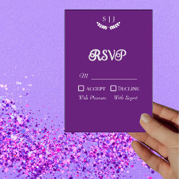 Elegant Monogram Purple Jewel Tone RSVP Card