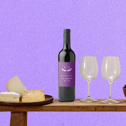 Elegant Monogram Purple Jewel Tone Wine Label