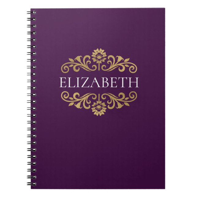 Elegant Monogram Purple Photo Notebook (Front)