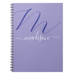 Elegant Monogram Purple Script Office School Notebook