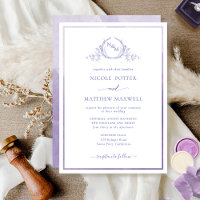 Elegant Monogram Purple Watercolor Wedding